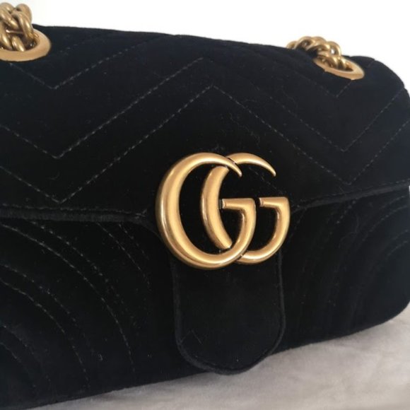 GUCCI Black Velvet Mini Marmont 2.0 Bag - Picture 2 of 15